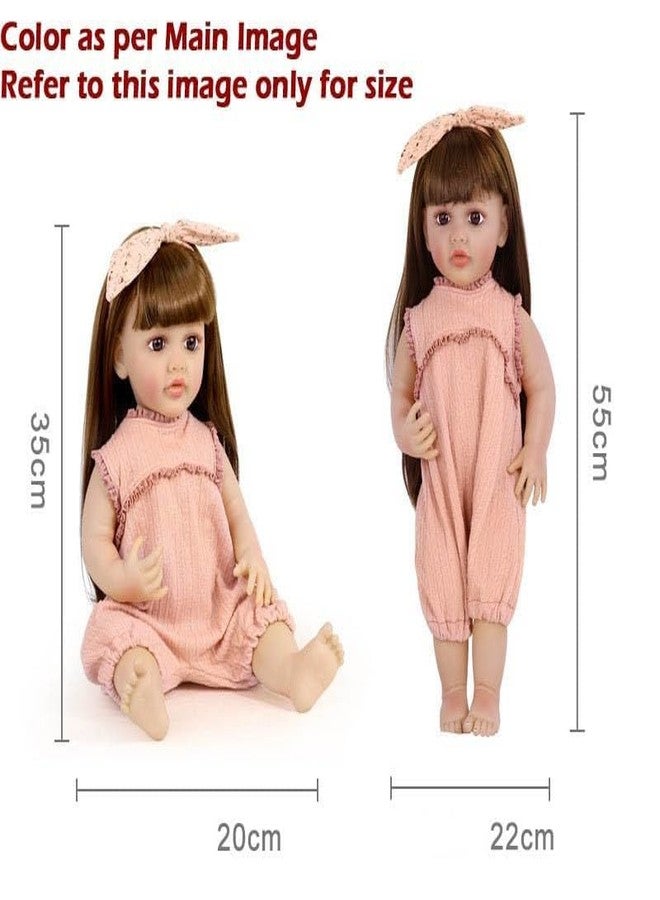 VIKINGS Reborn Baby Doll Girl 22 Inch Soft Lifelike Girl Doll, Silicone Realistic Baby Doll Newborn Toddler Doll with Brown Hair Anatomically Correct Washable Toy Gifts for Age3+ - Image 2